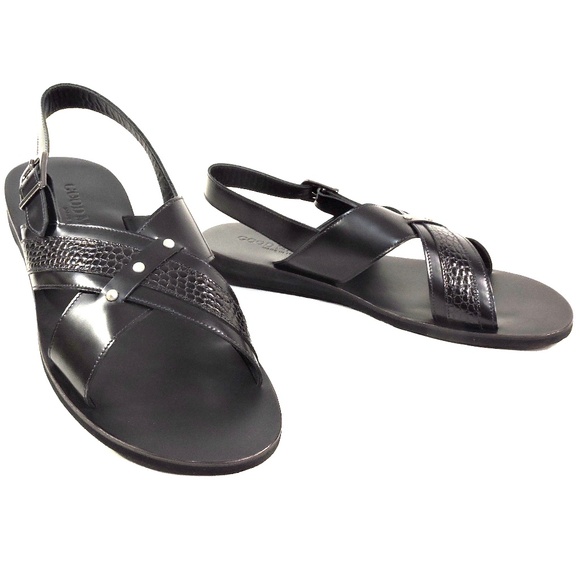 GOODMAN ?? MEN\'S BLACK SOFT LEATHER COMFORT FLAT SUMMER SANDALS main image 6